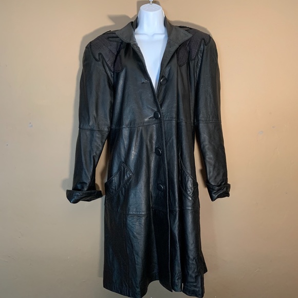 Leather Trench Coat Size 6 40" drop shoulder to hem Made by Rumors n Gossyp - Picture 1 of 4